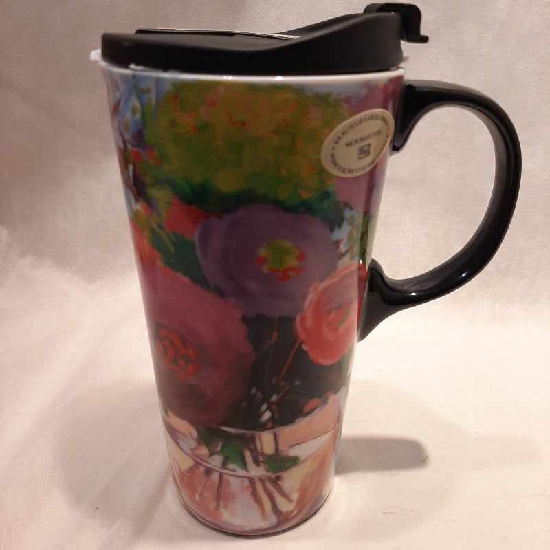 Tasse de voyage en céramique à fleurs