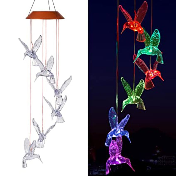 COLOR CHANGING SOLAR HUMMINGBIRD MOBILE