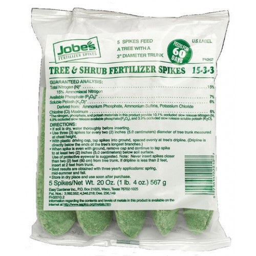 Jobes Fertilizer Spikes Trees & Shrubs 15-3-3