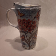 Floral/Butterflies Ceramic Travel Cup