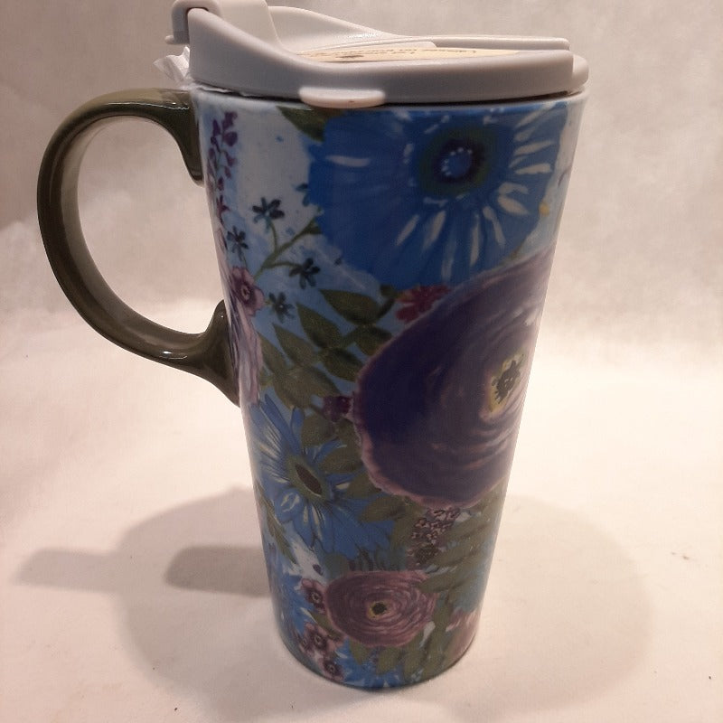 Watercolors Floral Ceramic Travel Cup
