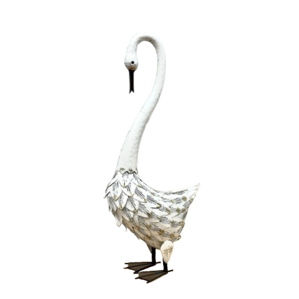 METAL BIRD STATUE SWAN 28"