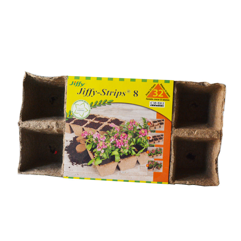 Seed Starter Jiffy Strip 8 - 32 Peat Pots Square